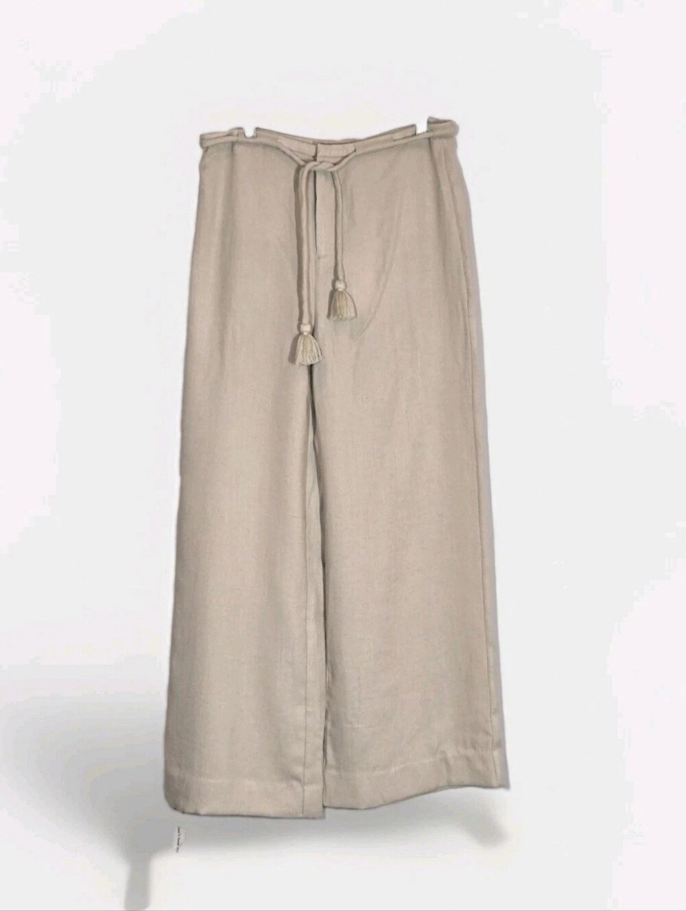 NWT  Reformation Avery High Rise Belted Wide Leg  Beige Trousers Size 8